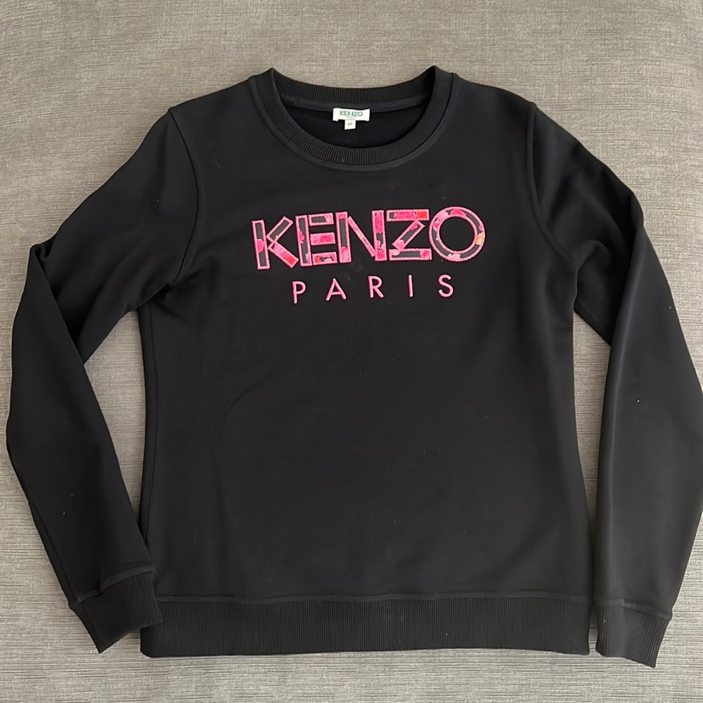 Authentic Kenzo black flower logo sweatshirt size Medium M